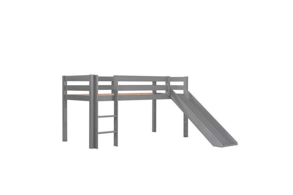 Mellanhög säng med rutschkana Pino Grå, 115 cm