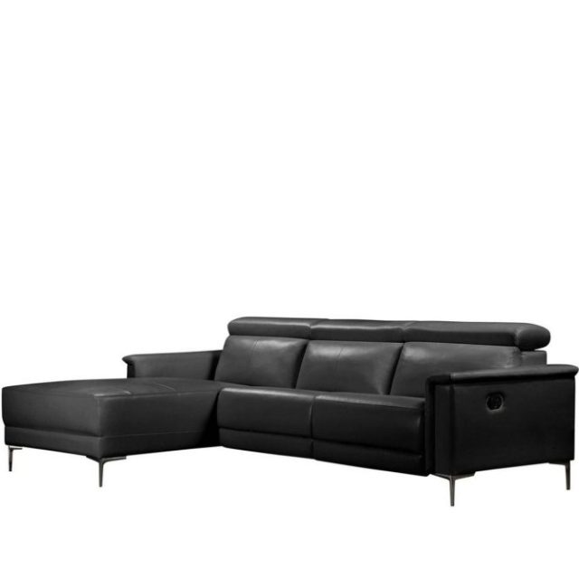 Reclinersoffa med hörn Loft24 Hörnsoffa 3-sits Lund Svart, PU, Vänster Manuell Fåtölj Svart Vänster
