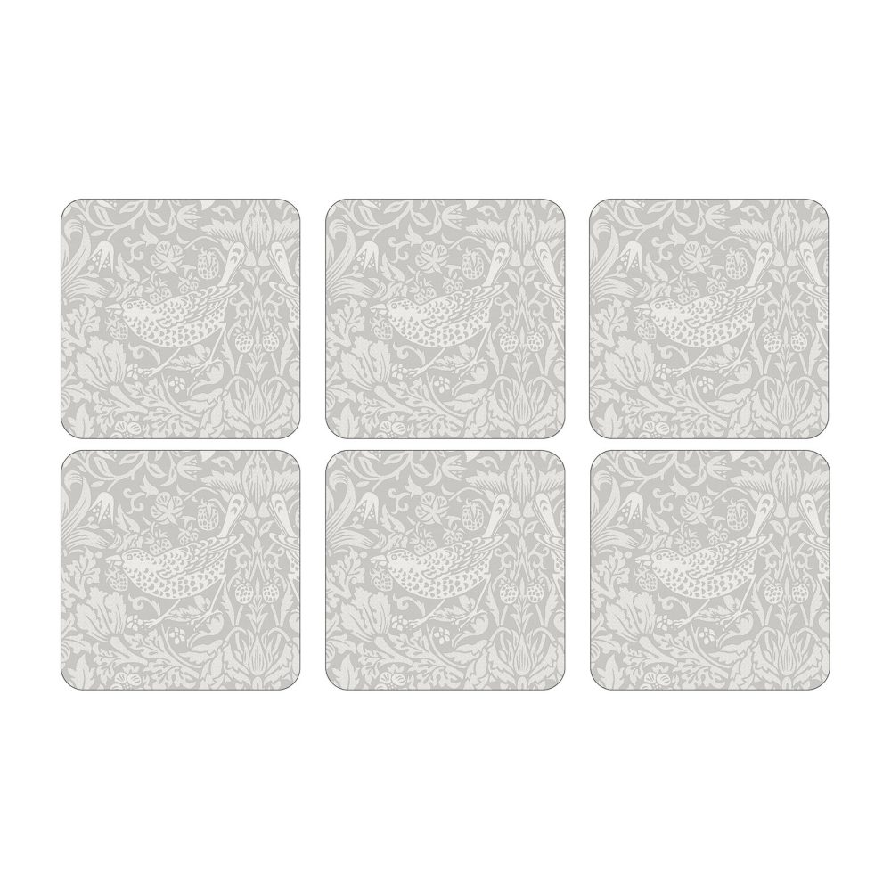 Strawberry Thief glasunderlägg 6-pack, Grey