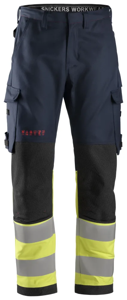 Snickers Workwear 6363 ProtecWork Arbetsbyxa varsel, gul/marinblå 128
