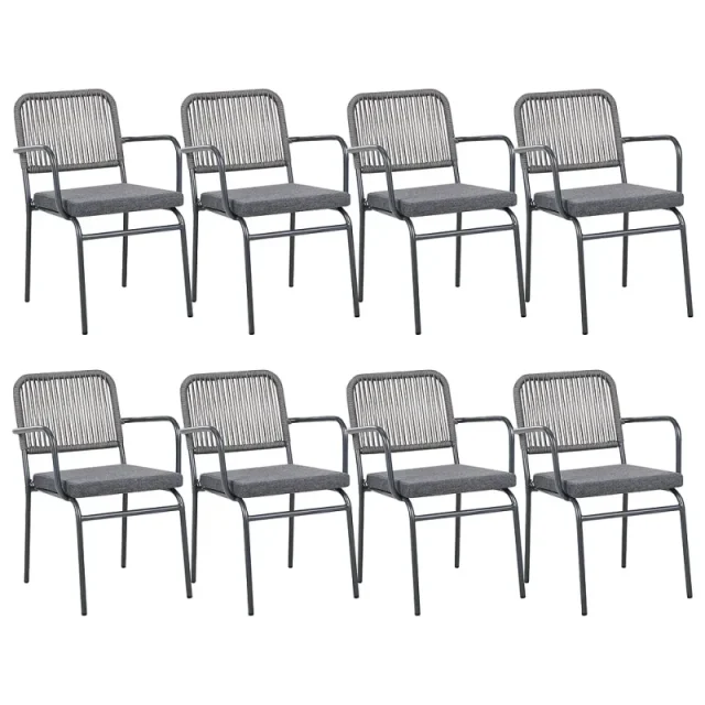 Set med 8 stolar med dynor TACENO Metall Grå