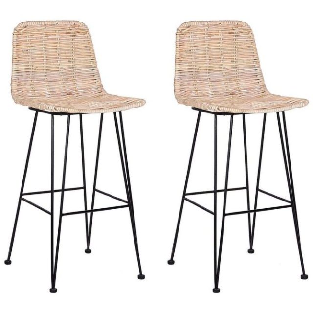 Barstol Cassita set om 2 Natur-Beige-Svart