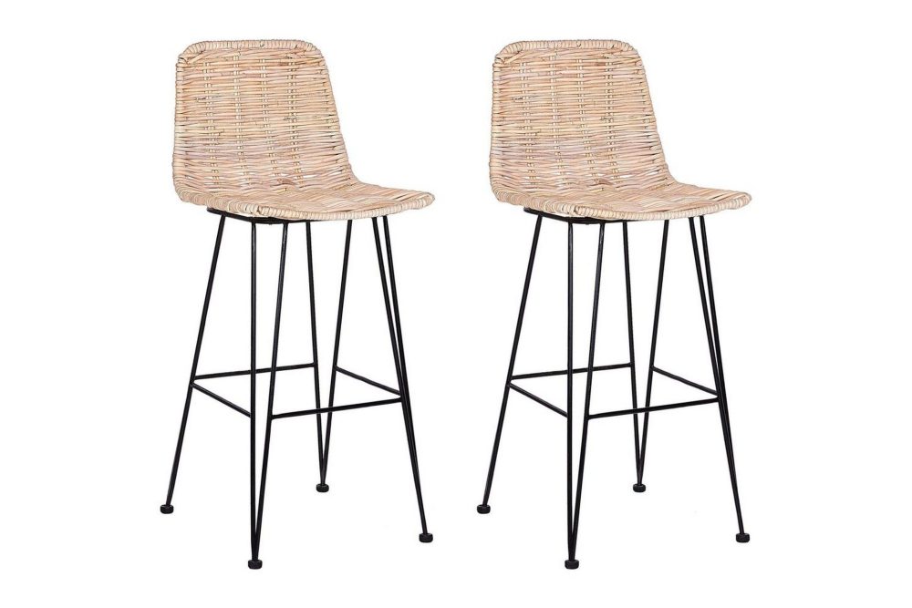 Barstol Cassita set om 2 Natur-Beige-Svart