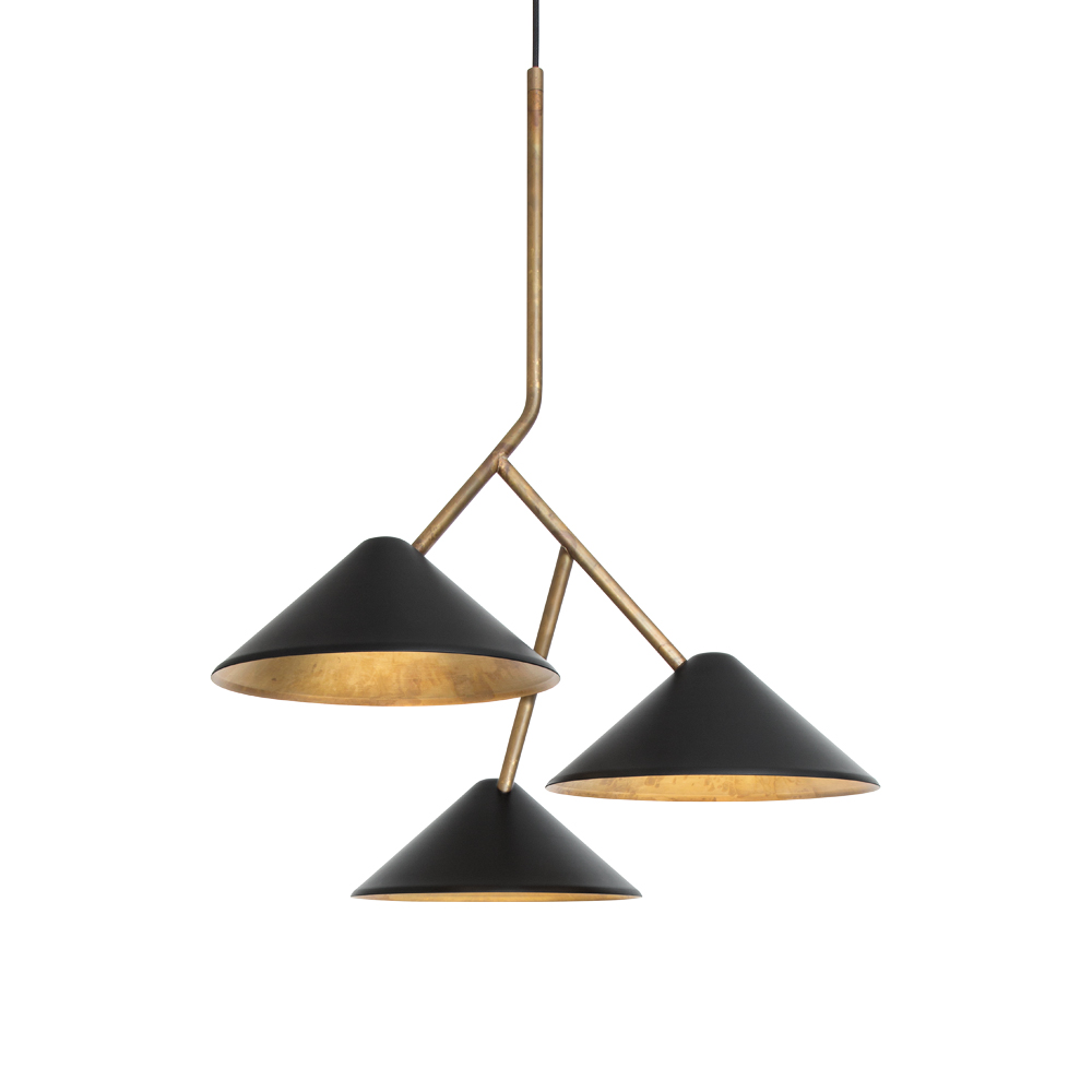 Grenverk taklampa, råmässing/svart