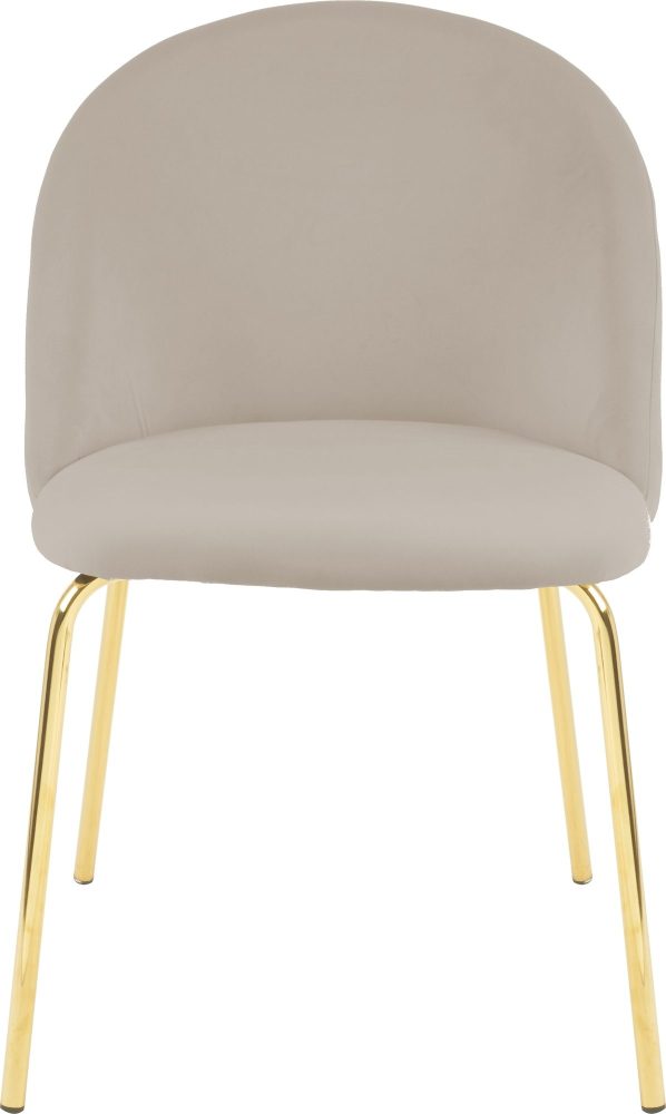 Giovani stol i beige sammet med ben i mässing