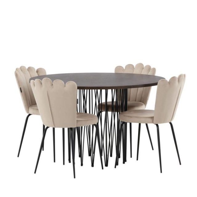 Stonaro Matgrupp 120 cm Rund med 4 Limhamn stolar