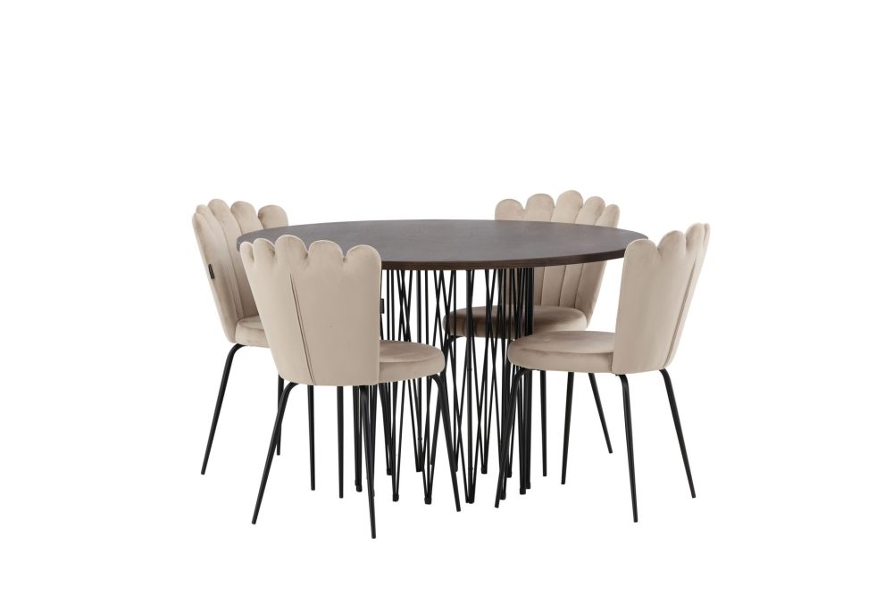 Stonaro Matgrupp 120 cm Rund med 4 Limhamn stolar