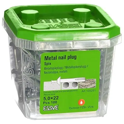 ESSVE Spix ZN Metallspikplugg 100-pack 6,0x40mm