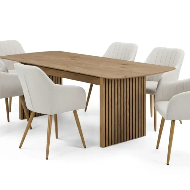 Richeto Matgrupp Ek 210 cm med 6 Filippa Matstolar