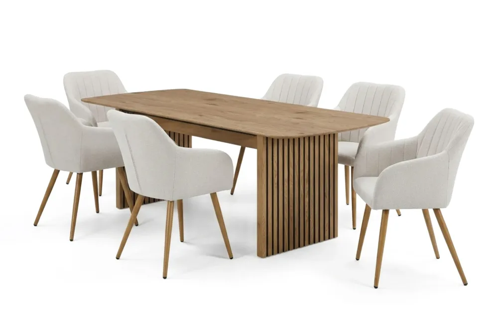 Richeto Matgrupp Ek 210 cm med 6 Filippa Matstolar