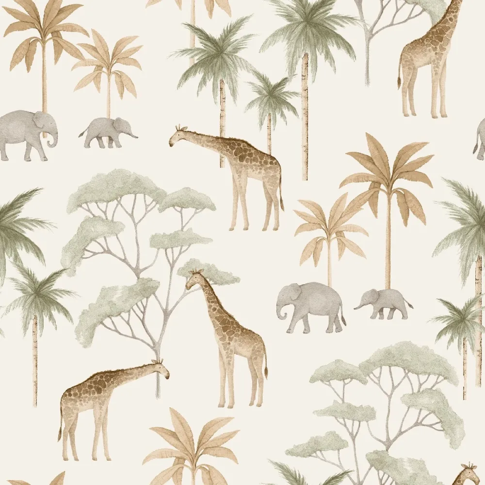 Tapet Newbie Wallpaper II Savannah 6939 Vit Barnmönster
