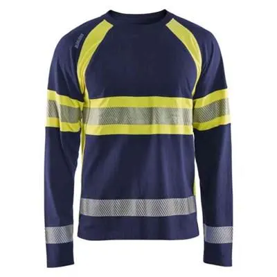 Blåkläder 351010308833XL T-shirt marinblå/varselgul, långärmad Marinblå/Varselgul