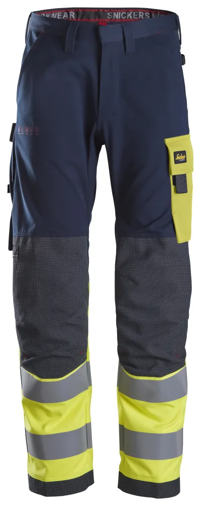 Snickers Workwear 6376 ProtecWork Arbetsbyxa marinblå/varsel, gul D116