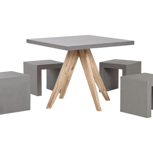Trädgårdsset av Utebord och 4 pallar 90x90 OLBIA
