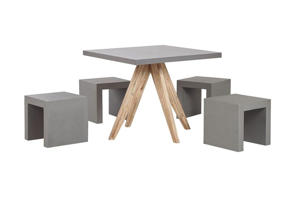Trädgårdsset av Utebord och 4 pallar 90x90 OLBIA
