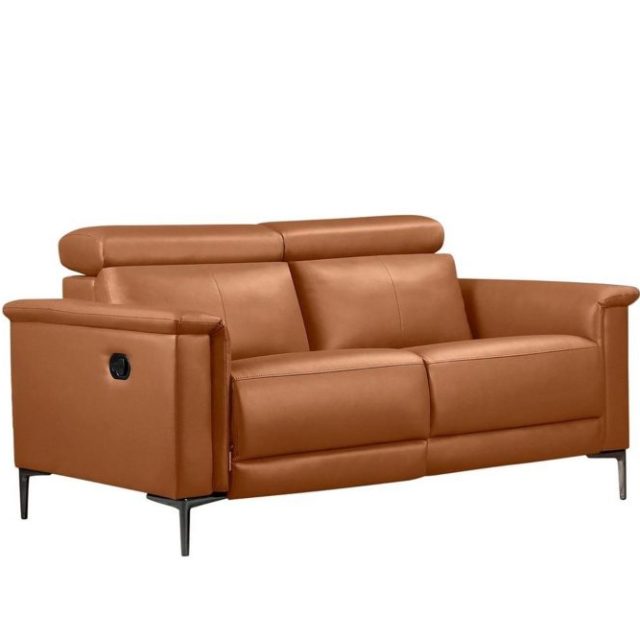 2-sitssoffa Lund Cognac, Läder/PU, Manuell vilstol