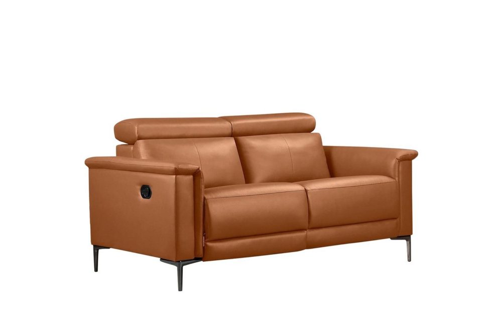 2-sitssoffa Lund Cognac, Läder/PU, Manuell vilstol