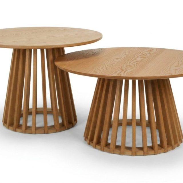 Peyra Soffbord Satsbord Runt 86/60 cm Fanér