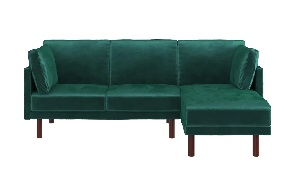 Clair 3-sits Bäddsoffa med Schäslong Ställbar Sammet/Grön/Tr