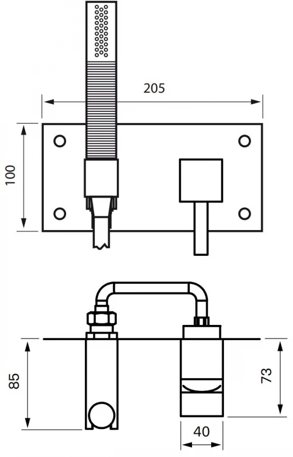 Duschblandare För Inbyggnad Box011-364 Square Krom | Stuvbutiken