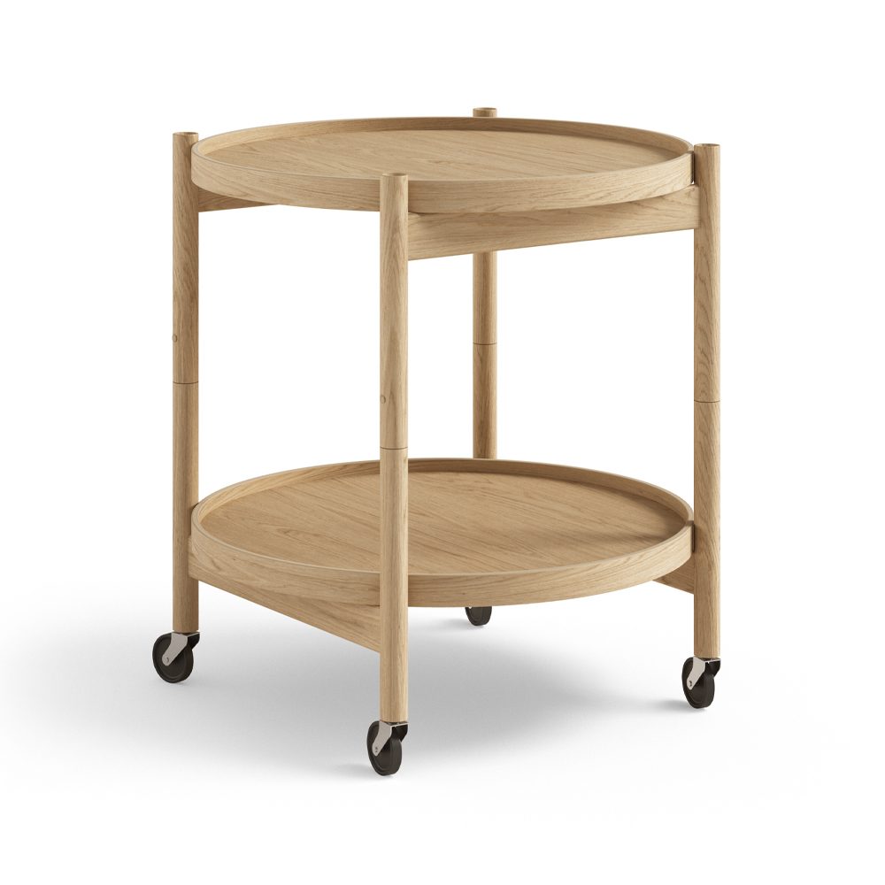 Bølling Tray Table model 50 rullbord, ek olja, oljat ekstativ